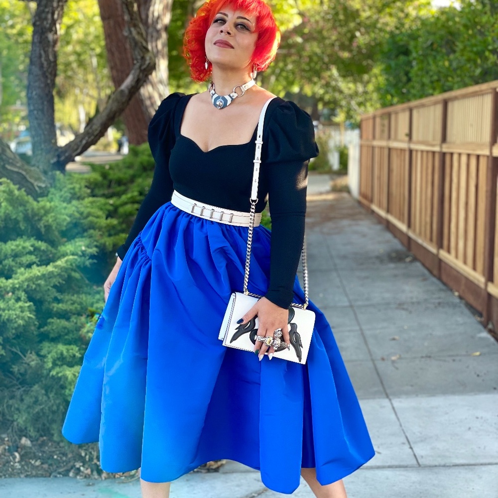 Exploded Gathered Midi Skirt in Ultramarine - Alexander McQueen